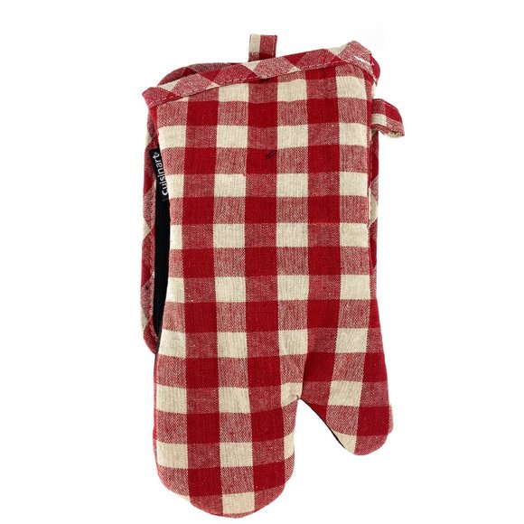 CUISINART Red Plaid Heat Resistant Oven Mitt & Pot Holder - Picture 3 of 12